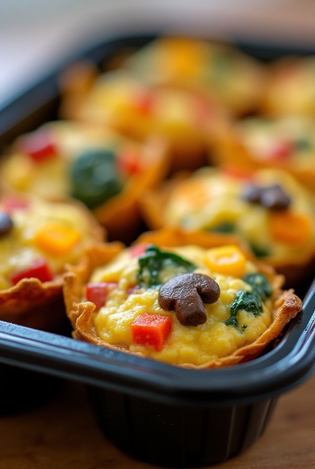 Quick and easy 15-minute veggie omelet cups with colorful vegetables and protein-rich eggs, perfect for meal prep.