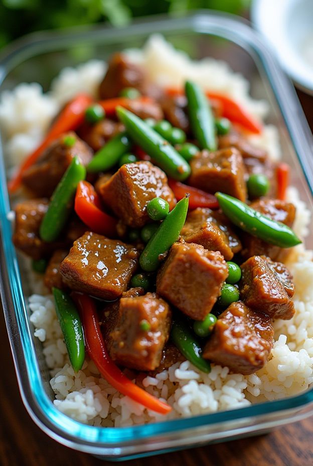 Asian Beef & Rice Bowls featuring ground beef stir-fried with vegetables over rice, packed with flavor and nutritious ingredients.
