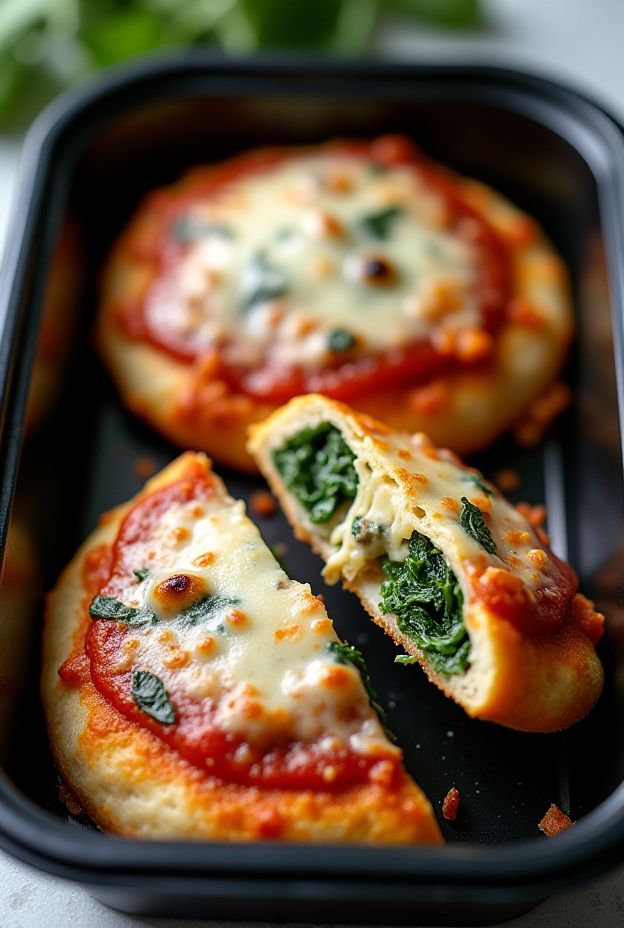 Savory Chicken & Spinach Pizza Pockets for a quick and nutritious meal prep option.