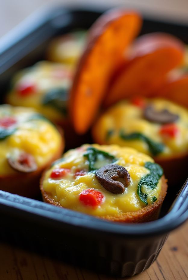 Nutritious egg white muffins with spinach and peppers, perfect for healthy meal prep.