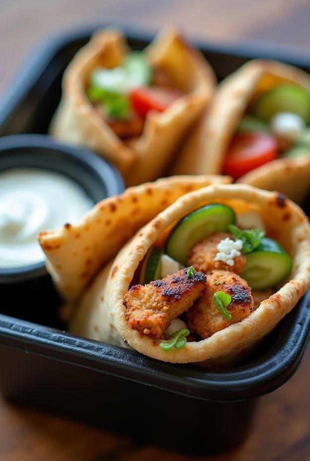 Healthy Greek Chicken Pita Pockets filled with grilled chicken, fresh vegetables, and tzatziki sauce, perfect for meal prep.