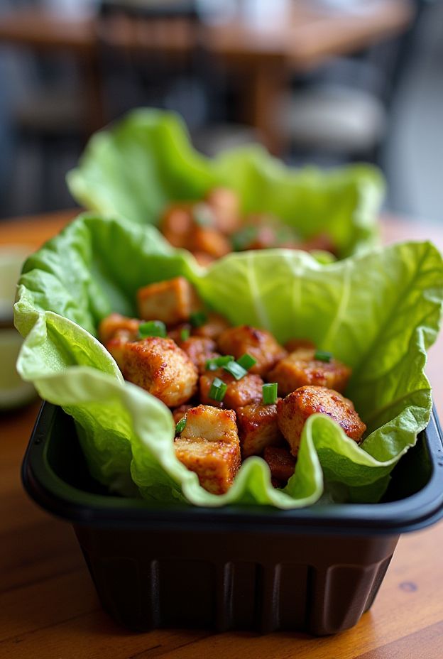 Healthy Grilled Chicken Lettuce Wraps served with a flavorful Asian sauce for a nutritious meal.