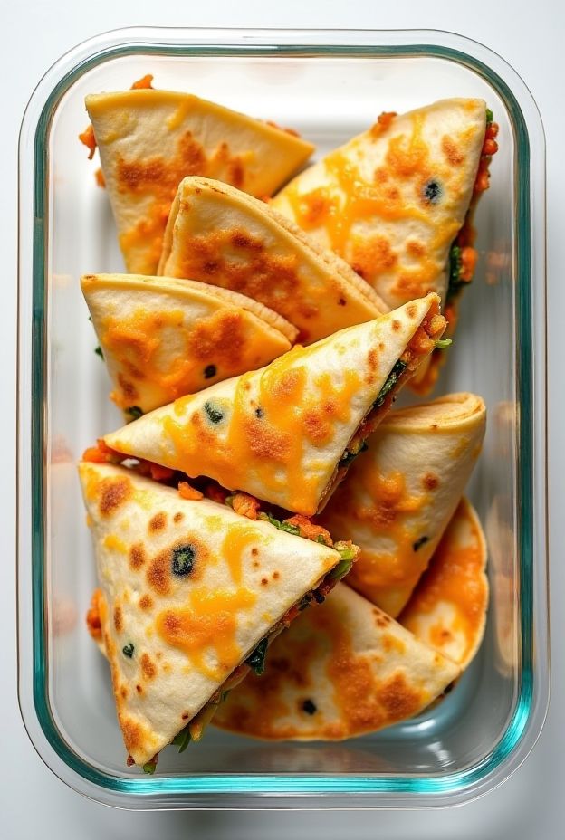 Cheesy Veggie Quesadilla Triangles with hidden vegetables, perfect for healthy meal prep.