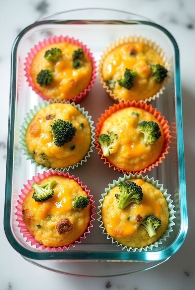 Easy Mini Broccoli Cheddar Muffins perfect for kids' snacks or lunchboxes, combining veggies and cheese in a tasty treat.