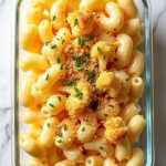 Creamy roasted cauliflower mac and cheese with a golden topping, perfect for a comforting meal.