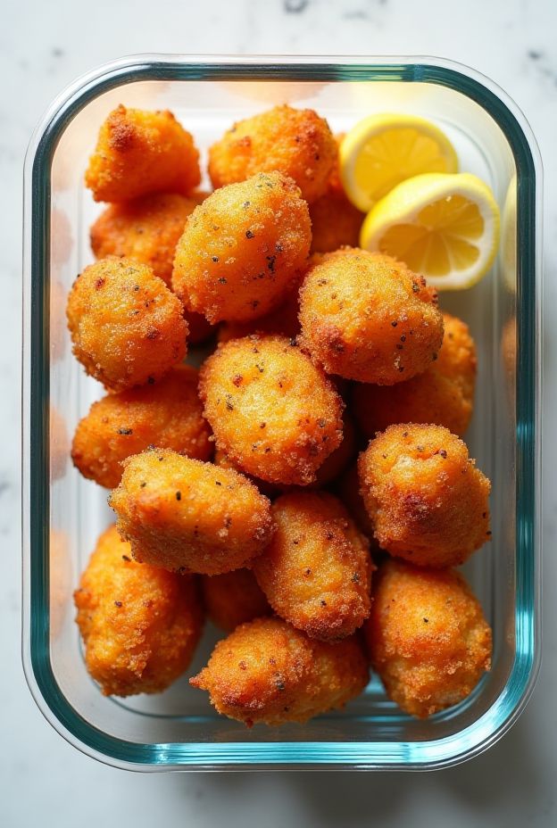 Healthy air fryer salmon nuggets seasoned with lemon pepper, perfect for a nutritious meal or snack.