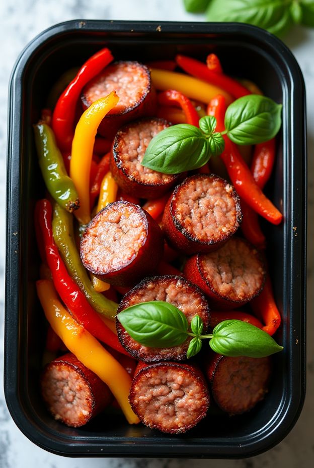 Flavorful Sheet Pan Sausage and Peppers recipe featuring vibrant bell peppers and juicy sausage slices, perfect for a quick meal.