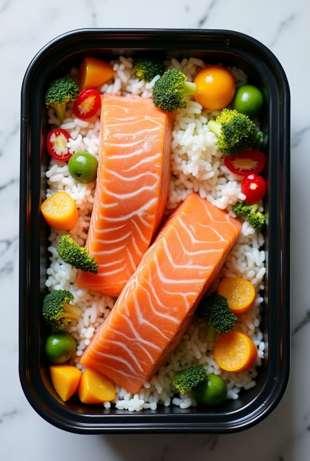 Canned Salmon Fried Rice with colorful vegetables and fluffy rice perfect for quick meals.